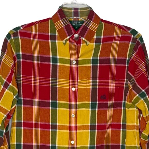 Lauren Ralph Lauren Shirt Womens Medium Yellow Red Plaid Western Country Rustic - Picture 3 of 5
